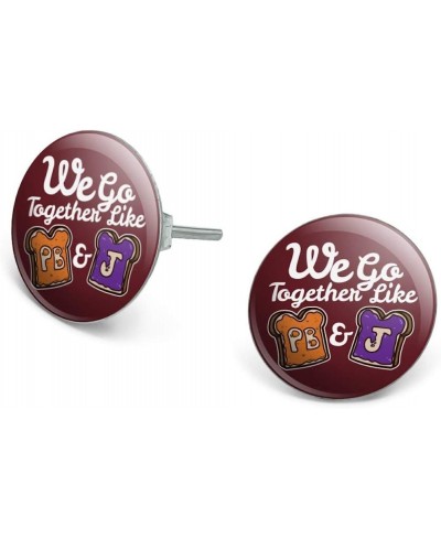 Peanut Butter and Jelly Together PB&J Best Friends Novelty Silver Plated Stud Earrings $13.32 Stud