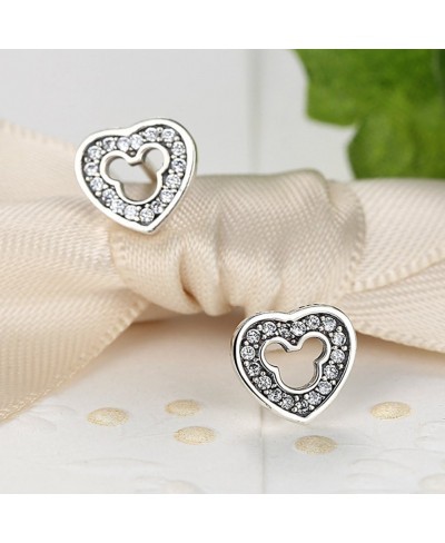 925 Sterling Silver Mickey Mouse Stud Earrings Cubic Zirconia for Women Girls Wedding Jewelry Earring (Heart Mickey Earrings)...