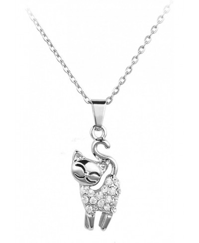 Cat Necklace with Cubic Zirconia Animal Pet Pendant Necklace for Women Girls Birthday Christmas Mother's Day $9.12 Pendant Ne...