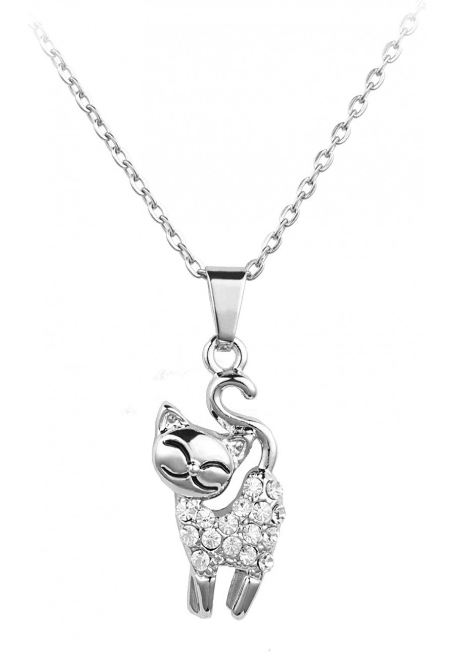 Cat Necklace with Cubic Zirconia Animal Pet Pendant Necklace for Women Girls Birthday Christmas Mother's Day $9.12 Pendant Ne...