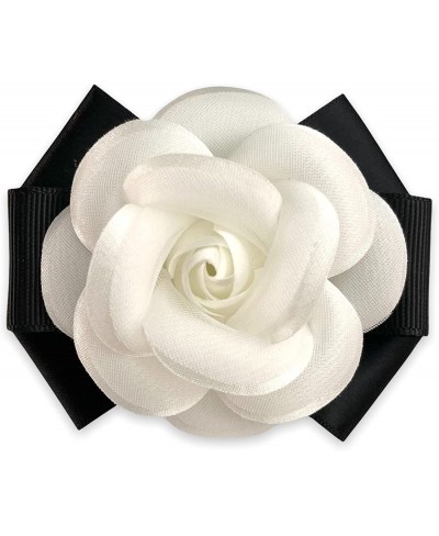 Camellia Fabric Flower Black Bow Hair Clip and Brooch Pin Accessories Gifts for Women Wedding Party $11.99 Brooches & Pins