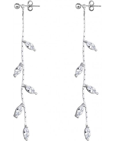 925 Sterling Silver Droplet Dangle Earrings Chain for Women Teen Girls Olive Leaf Wedding Dangle Earrings Bridal Earrings $15...