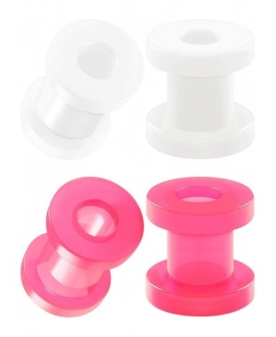 2 Pairs White Acrylic External Screw Flesh Tunnels Piercing Jewelry Stretcher Ear Earring Lobe Plugs $13.27 Piercing Jewelry