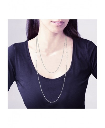 925 Sterling Silver Italian Ball Bead Station Cable Chain Necklace for Women 60 Inches $30.30 Chains