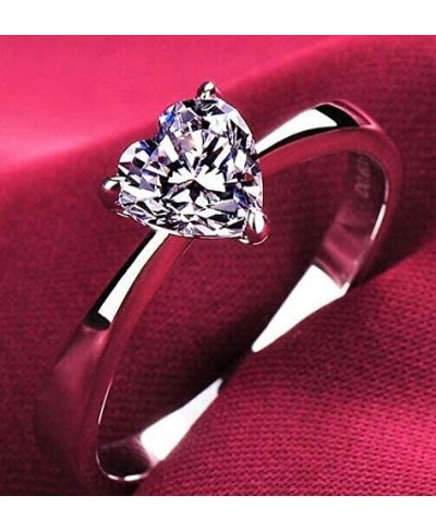 CZ Engagement Rings for Women 925 Sterling Silver Solitaire Cushion Love Heart Cubic Zirconia Promise Engagement Ring (7) $11...