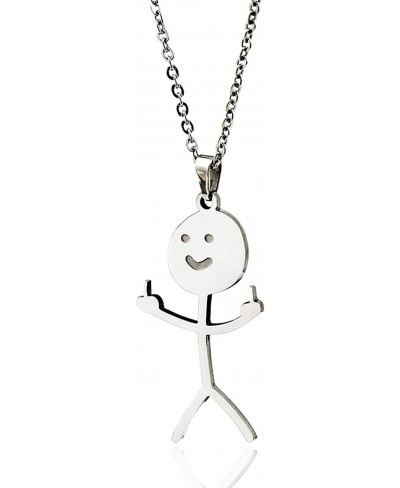 Stainless Steel Funny Doodle Necklace - Smiley Necklace Personalized Middle Finger Necklace Statement Best Friend Pendant Uni...