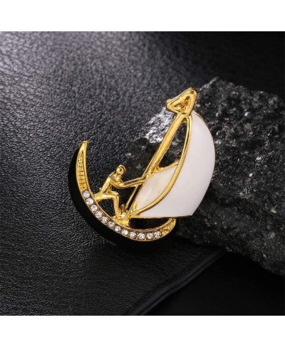 Simple Alloy Sailboat Shaped Brooch Pin Rhinestone Breastpin Women Clothing Corsage Accessories Jewelry Gift $9.33 Brooches &...