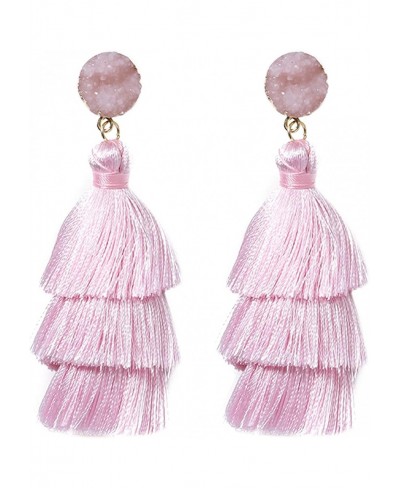 Colorful Tassel Earrings for Women - Light Pink Layered Tassle Bohemian Earrings $8.23 Drop & Dangle