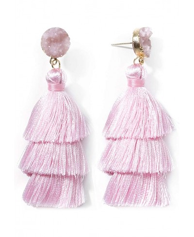 Colorful Tassel Earrings for Women - Light Pink Layered Tassle Bohemian Earrings $8.23 Drop & Dangle