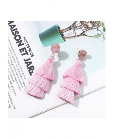 Colorful Tassel Earrings for Women - Light Pink Layered Tassle Bohemian Earrings $8.23 Drop & Dangle