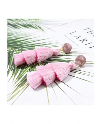 Colorful Tassel Earrings for Women - Light Pink Layered Tassle Bohemian Earrings $8.23 Drop & Dangle