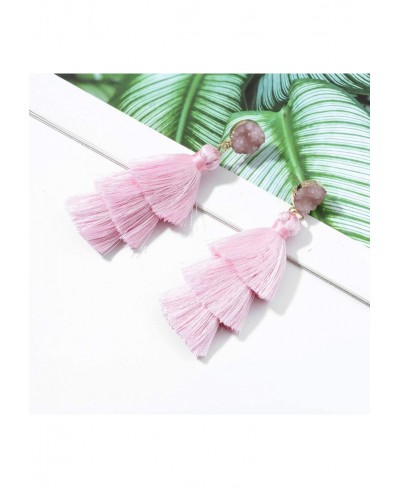 Colorful Tassel Earrings for Women - Light Pink Layered Tassle Bohemian Earrings $8.23 Drop & Dangle