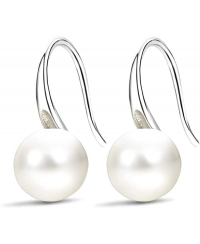 Fashion Silver Pearl Earrings for Women 8-8.5mm Classical Drop Dangle Earrings Jewelry for Teens Girls $9.38 Drop & Dangle