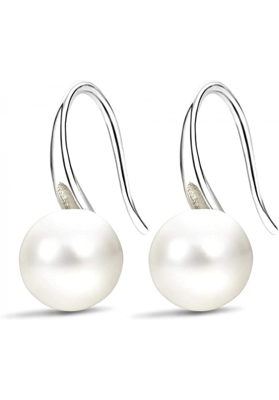 Fashion Silver Pearl Earrings for Women 8-8.5mm Classical Drop Dangle Earrings Jewelry for Teens Girls $9.38 Drop & Dangle