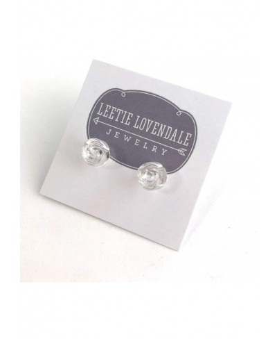 Clear Rose Stud Earrings vintage lucite carved floral studs $10.28 Stud