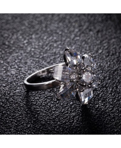 Flower Shape White Zirconia Rings Wedding Band Platinum Plated for Women $10.39 Bands