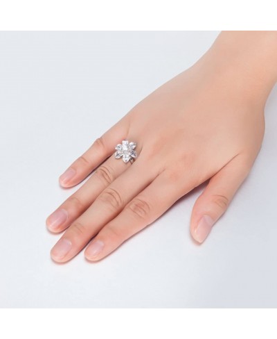 Flower Shape White Zirconia Rings Wedding Band Platinum Plated for Women $10.39 Bands