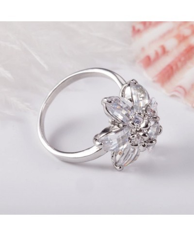 Flower Shape White Zirconia Rings Wedding Band Platinum Plated for Women $10.39 Bands