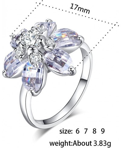 Flower Shape White Zirconia Rings Wedding Band Platinum Plated for Women $10.39 Bands