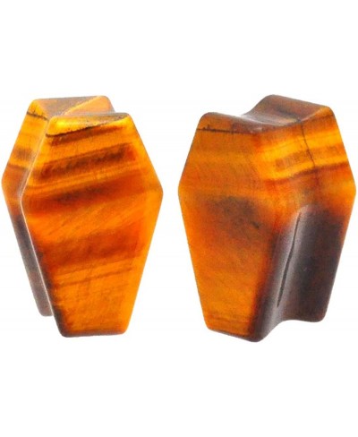 Pair of Tiger Eye Stone Coffin Shaped Double Flare Plugs (STN-639) $13.04 Piercing Jewelry