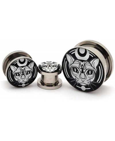 Screw on Spiritual Cat Picture Plugs - Sold As a Pair $10.48 Piercing Jewelry