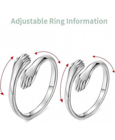 2PCS Hugging Band Hug Hands Eternity Couple Rings Embrace Open Hands Rings Unique Romantic Couple Hug Rings Adjustable Lover ...