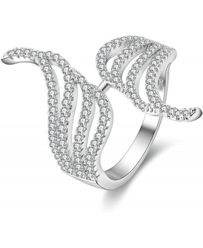 Silver Plated Angel Wings Pave Cubic Zirconia Rings for Women PJ4270 $10.57 Bands