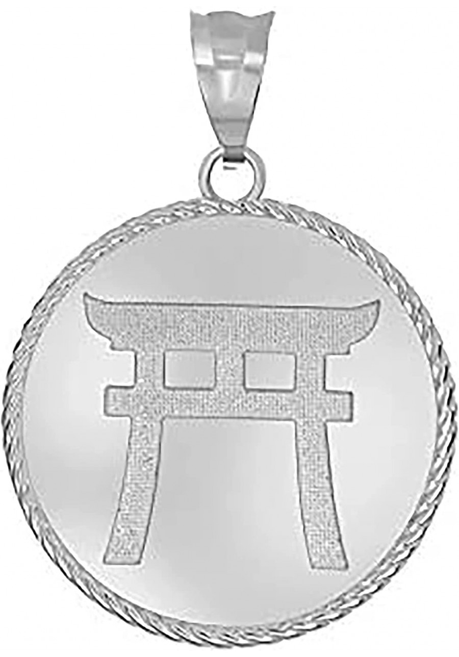 Exquisite 925 Sterling Silver Japanese Torii Gate Shinto Disc Charm Pendant $17.58 Pendants & Coins