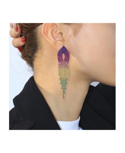 Chandelier Tassel Earrings for Women Rainbow Earrings Multi-color Long Dangle Drop Rhinestone Earrings for Prom Party $12.62 ...