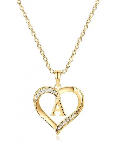 Heart Initial Necklace for Women 14K Gold Plated Cubic Zirconia Heart Pendant Necklace Dainty Initial Charm Necklace Alphabet...