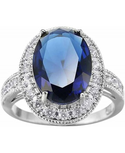 White Gold Oval Cut Sapphire CZ Simple Promise Ring Wedding Band for Bridal $6.52 Bands