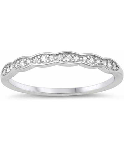 White CZ Unique Studded Elegant Vintage Ring New .925 Sterling Silver Band Sizes 5-10 $21.22 Bands