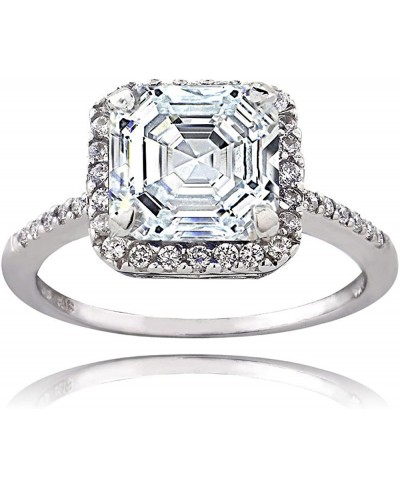Sterling Silver Cubic Zirconia Asscher-Cut Bridal Engagement Ring $17.15 Engagement Rings