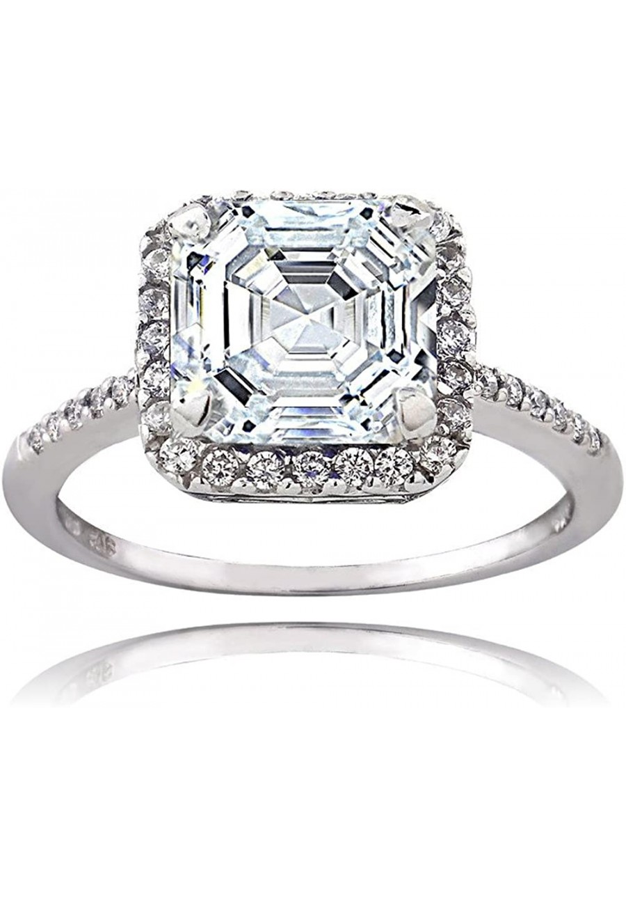 Sterling Silver Cubic Zirconia Asscher-Cut Bridal Engagement Ring $17.15 Engagement Rings