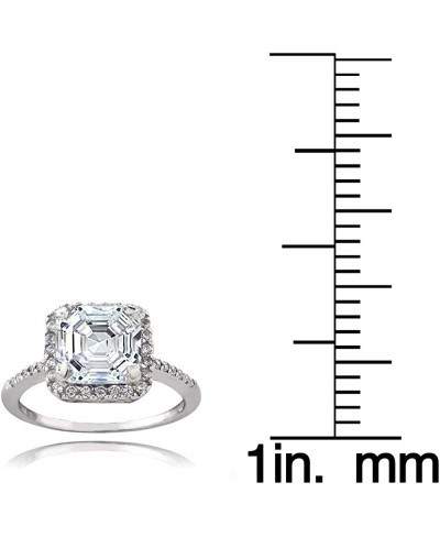 Sterling Silver Cubic Zirconia Asscher-Cut Bridal Engagement Ring $17.15 Engagement Rings