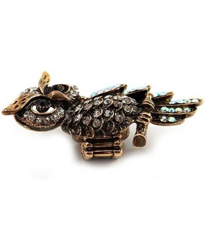 Charming Clear Diamante Antique Bronze Owl Stretch Ring $19.73 Statement