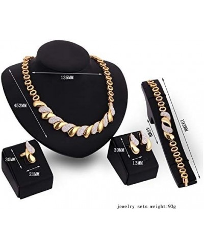 Fashion Chuncky Crystal 1Set Gold Plated Jewelry Weddings Necklace Earrings Bracelet Ring Jewelry Sets for Women $7.42 Jewelr...