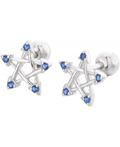 18G Lucky Star Cartilage Stud Earrings Sterling Silver 925 Dainty Blue Crystal CZ Helix Tragus Daith Piercing Earring Cute Je...