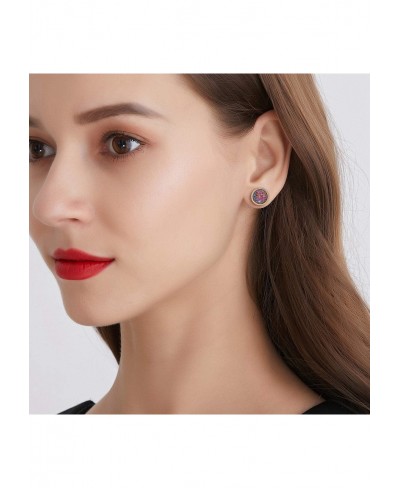 SHINYGEM 10mm Crystal Round Stud Earrings For Women Sparkling Druzy Earrings Gifts For Girl(Red Colorful) $16.11 Stud