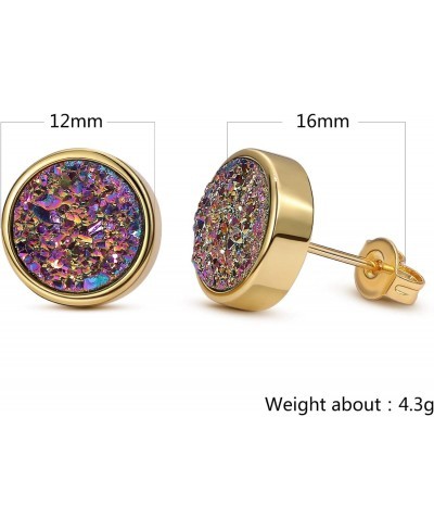 SHINYGEM 10mm Crystal Round Stud Earrings For Women Sparkling Druzy Earrings Gifts For Girl(Red Colorful) $16.11 Stud