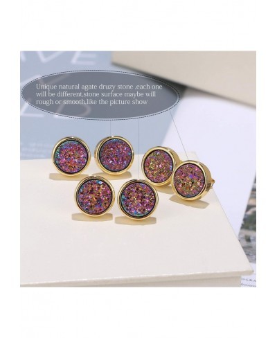 SHINYGEM 10mm Crystal Round Stud Earrings For Women Sparkling Druzy Earrings Gifts For Girl(Red Colorful) $16.11 Stud