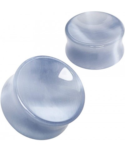 Natural Grey Cat's Eye Concave Stone Saddle Plugs Sold as a Pair $12.84 Piercing Jewelry