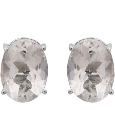 925 Sterling Silver Oval Cut Clear Quartz Gemstone Stud Earrings For Women $23.14 Stud