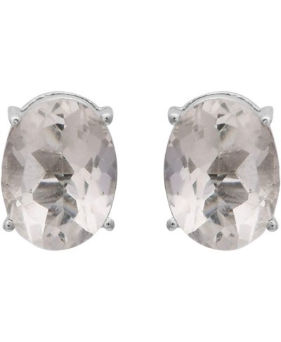 925 Sterling Silver Oval Cut Clear Quartz Gemstone Stud Earrings For Women $23.14 Stud