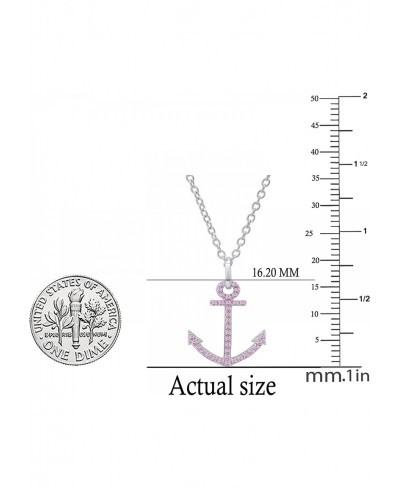 Ladies Anchor Pendant (Silver Chain Included) Available In Round Diamonds Gemstones & Metal in 10K/14K/18K Gold & 925 Sterlin...