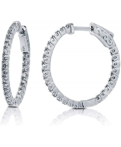 Rhodium Plated Sterling Silver Cubic Zirconia Medium Fashion Inside-Out Hoop Earrings 1 $33.36 Hoop