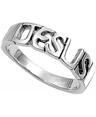 Sterling Silver Band Jesus Ring 5mm (Size 4 to 10) $23.74 Bands