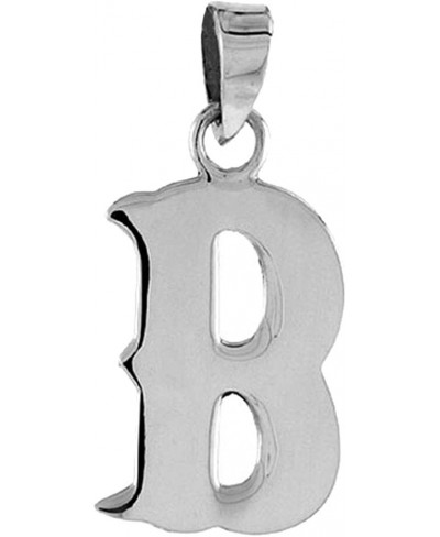 3/4 inch Sterling Silver Block Initial B Necklace Alphabet Letters High Polished 16-30 inch 2mm Curb Chain $31.81 Pendants & ...