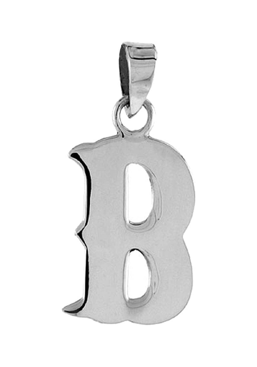 3/4 inch Sterling Silver Block Initial B Necklace Alphabet Letters High Polished 16-30 inch 2mm Curb Chain $31.81 Pendants & ...