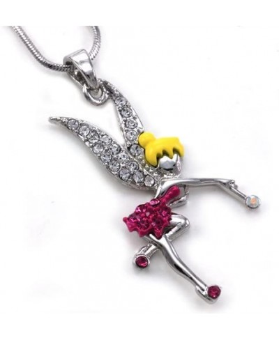 Fuchsia Hot Pink Dress Angel Fairy Wings Charm Pendant Necklace Fashion Jewelry $12.65 Pendants & Coins